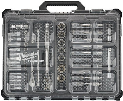 Jeu de clés à cliquet et à douille Milwaukee packout métrique ¼ ½ (63 pièces) - 4932493661