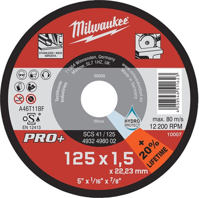 Milwaukee accessoires milwaukee scs 41 125 disques à tronçonner minces en métal pro+ - 4932498002