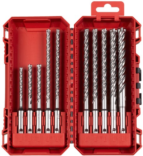 Jeu de forets Milwaukee SDS-Plus | mx4 | boîte prête à l'emballage | 5 6 6 x 115 6 6 8 8 8 10 x 165 12 x 160 mm - 4932500062