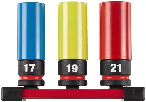 Milwaukee chocwave 1 2 jeu de douilles à chocs avec manchon 17 19 21 mm - 4932493370