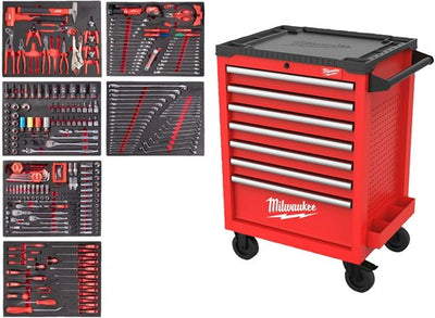 Chariot à outils rempli Milwaukee src27-1 | garde-outils | 27 69 cm | acier | 337 pièces - 4932500754