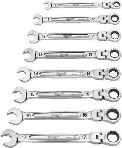 Jeu de clés à fourche et à cliquet Milwaukee | flexion maximale de la morsure | 7 pièces - 4932478557