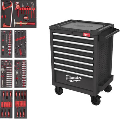 Chariot à outils en acier rempli Milwaukee Toolguard | 27 69 cm | gris | 131 pièces - 4932500741