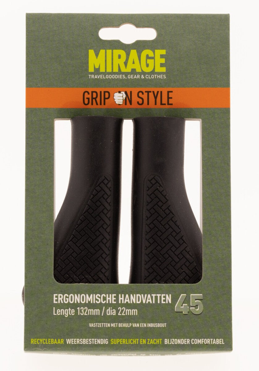 Poignées de vélo Mirage - Ergonomiques, noires, 132mm