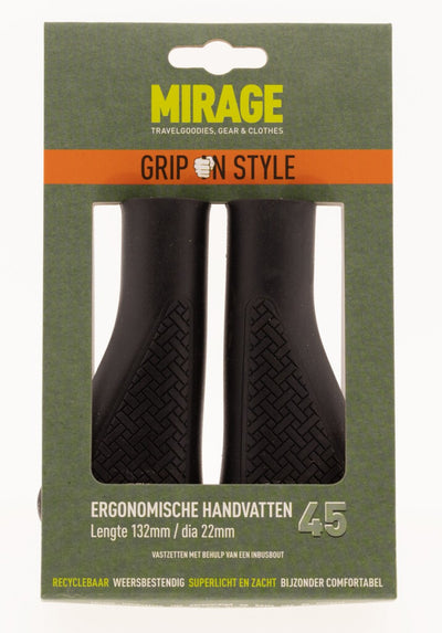 Poignées de vélo Mirage - Ergonomiques, noires, 132mm