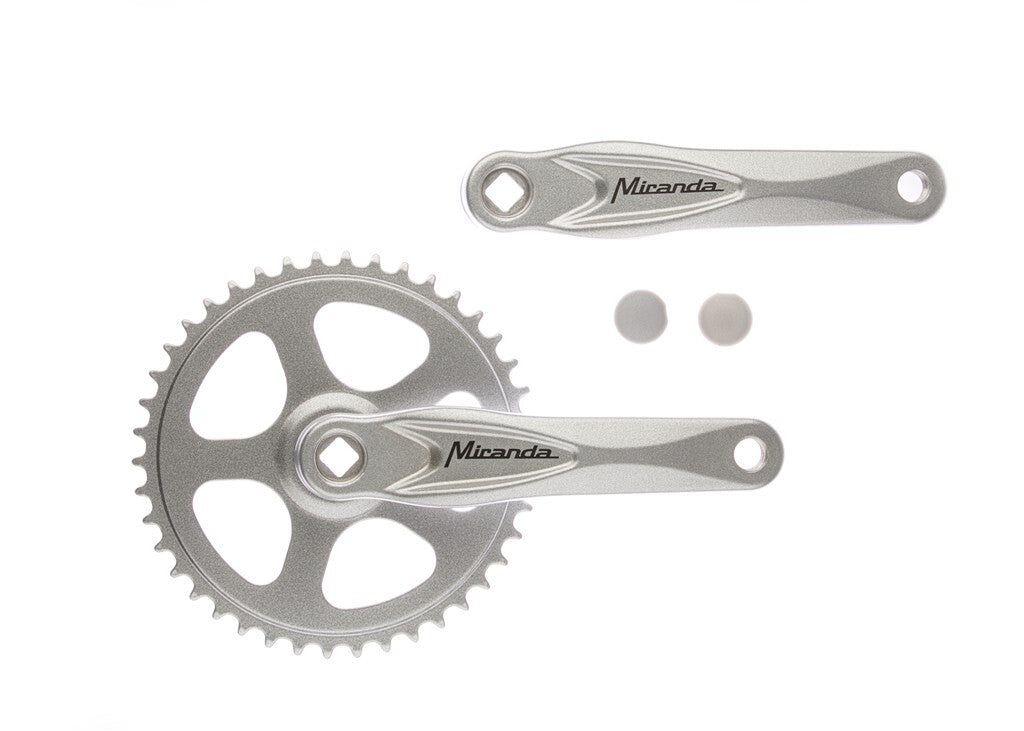 Pédalier Miranda Alfa 1 42T, longueur de manivelle 170mm. argent, aluminium, sans spielless. plateau 3 32