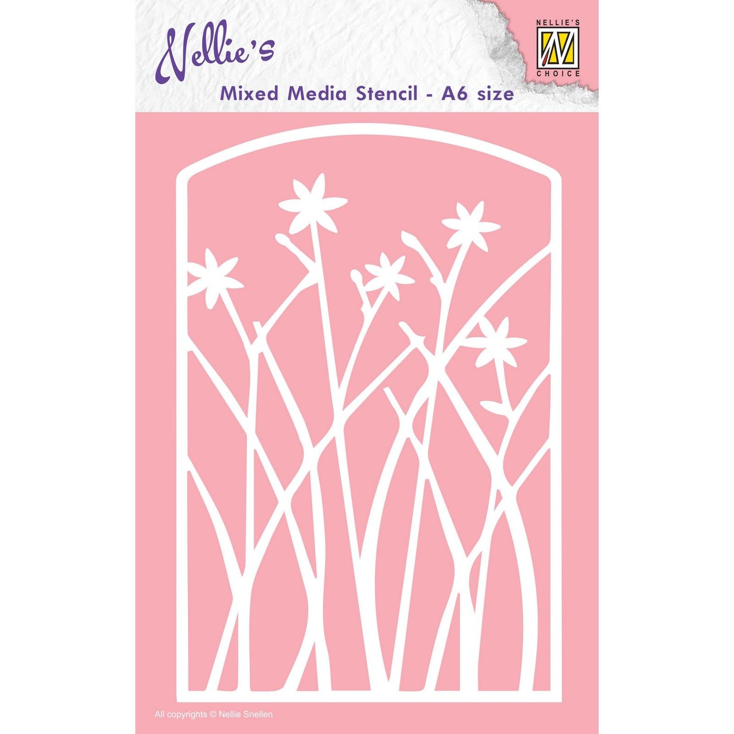 Le choix de Nellie • pochoir cadre format a6 avec fleurs
