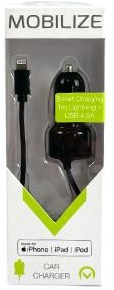Mobilize Chargeur voiture USB double 4800ma + câble Lightning noir 1m - 9540126