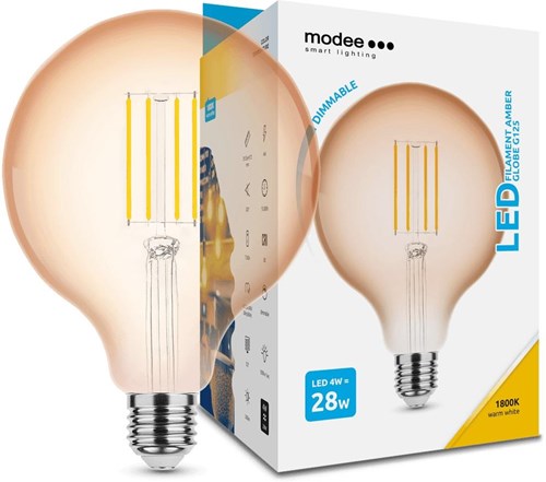 Modee Globe LED G125 E27 4-28W 1800K Filament Ambre Intensité Variable - LED7490