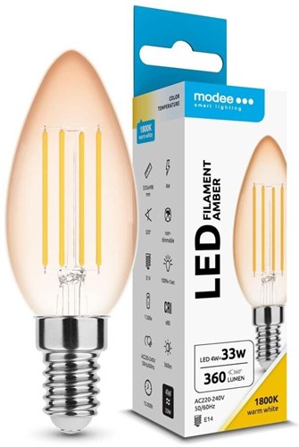 Bougie led Modee e14 4-33w 1800k filament ambre - led7400