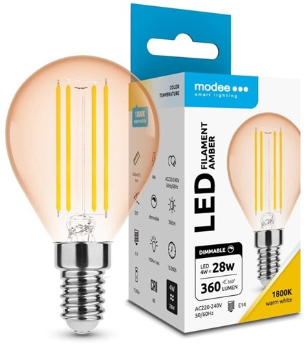 Modee boule led e14 4-28w 1800k filament ambre dimmable - led7420
