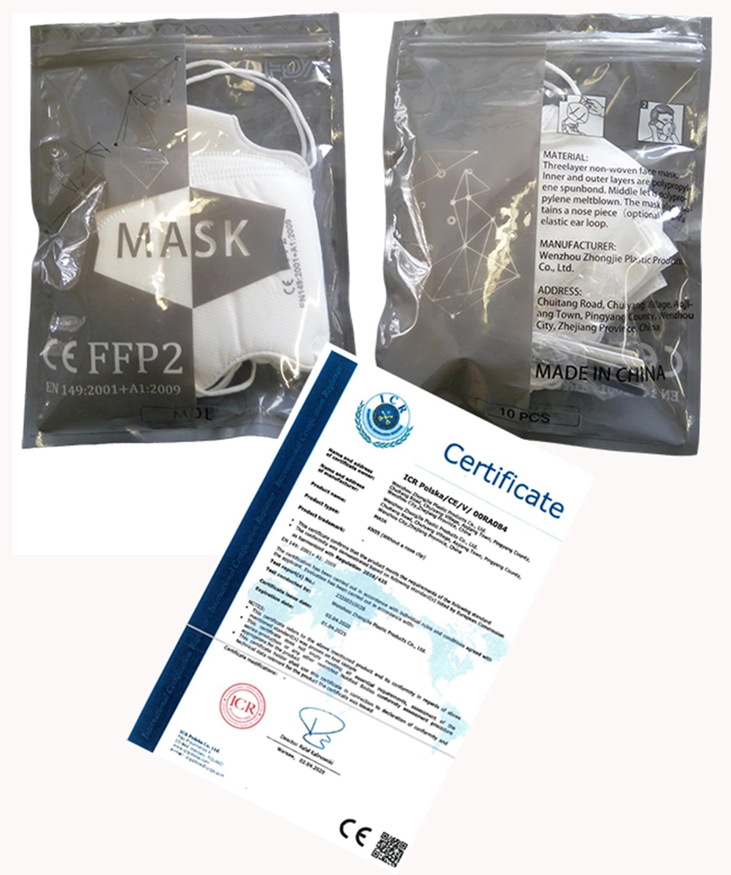 Masques faciaux kn95 10 pièces ffp2 (lavables)