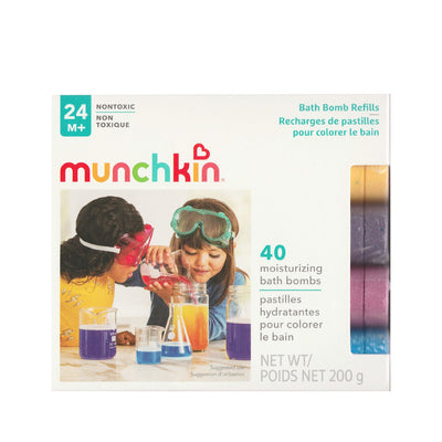 Comprimés effervescents Munchkin pour le bain - recharge de bombes de couleur - 40 comprimés effervescents - comprimés effervescents pour le bain - conçus pour être utilisés avec le laboratoire colormix et les copains de couleur