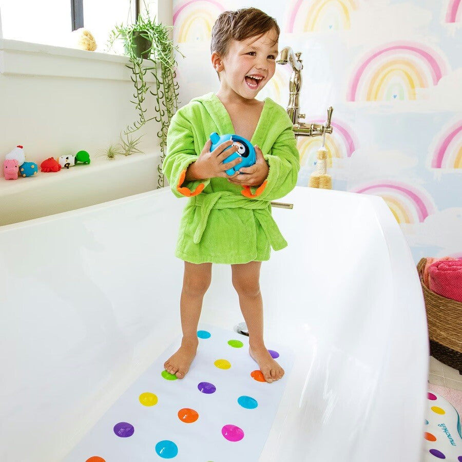 Tapis de bain antidérapant Munchkin - tapis de douche - tapis de bain à pois pour enfants - pour bain et douche - tapis antidérapant - 77 x 35 cm