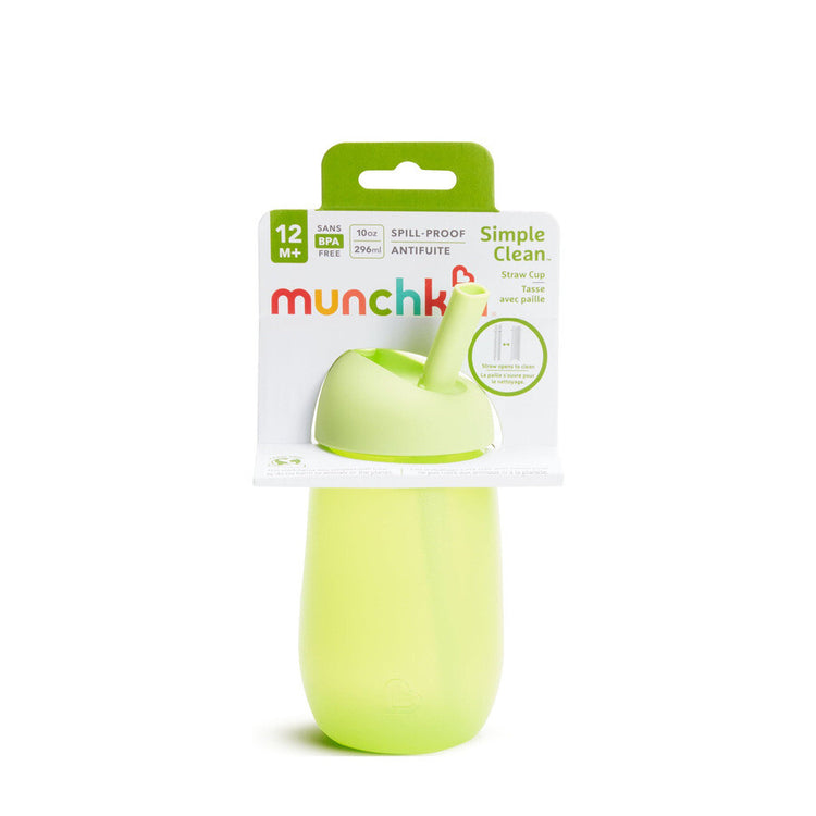 Gobelet en paille Munchkin - gobelet anti-fuite - nettoyage simple - facile à nettoyer - passe au lave-vaisselle - gobelet pour bébé et enfant - 296 ml - vert