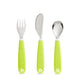 Munchkin couverts pour enfants - set de couverts pour tout-petits splash - fourchette, couteau et cuillère - lot de 3 - set de couverts pour enfants - couleur vert - à partir de 18 mois