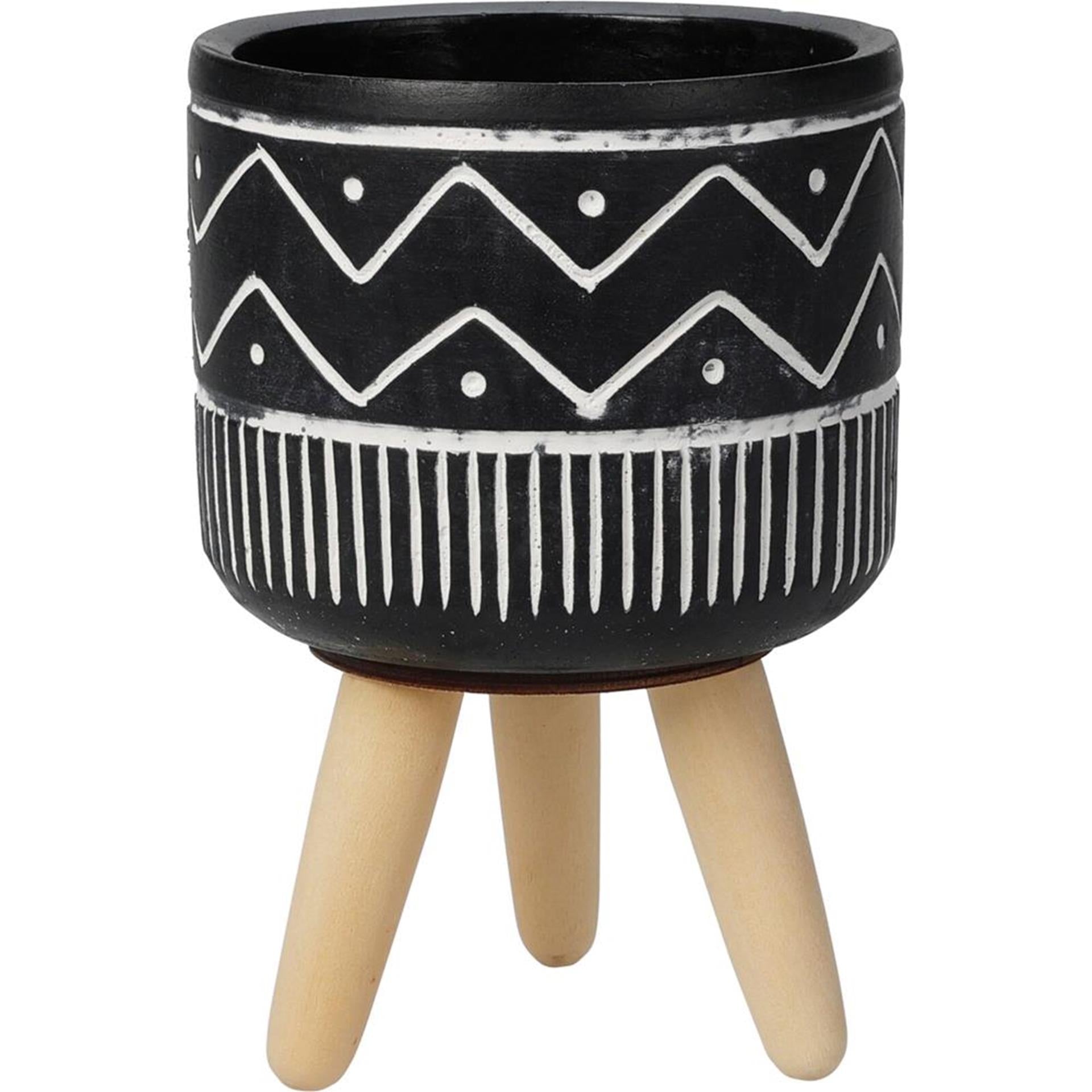 Pot de fleur Home Stylisme 10x15cm noir et blanc