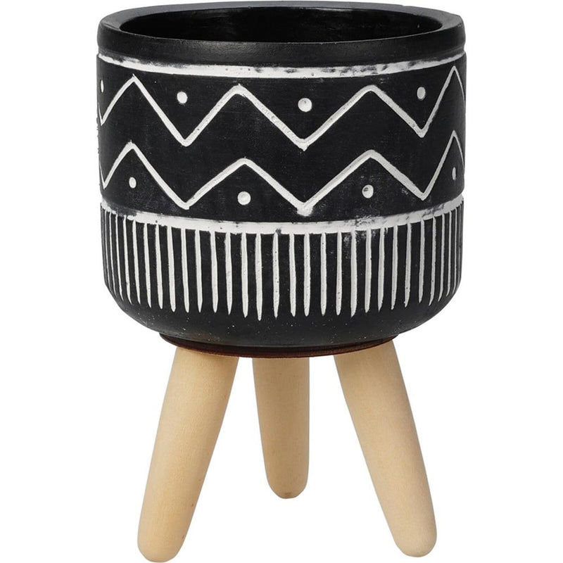 Pot de fleur Home Stylisme 10x15cm noir et blanc