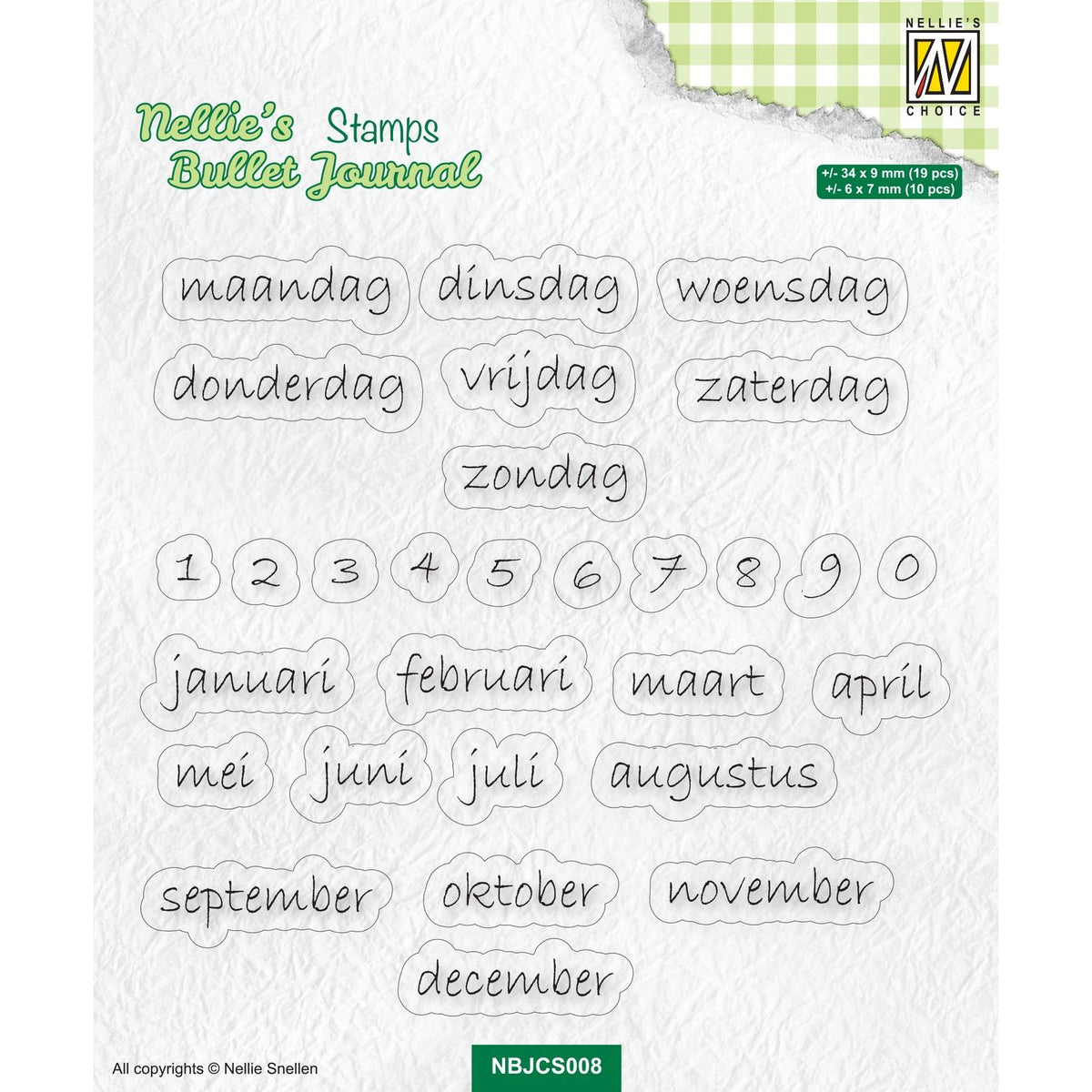 Le choix de Nellie • tampons transparents adaptés aux indications du calendrier néerlandais du Bullet Journal de Nellie.
