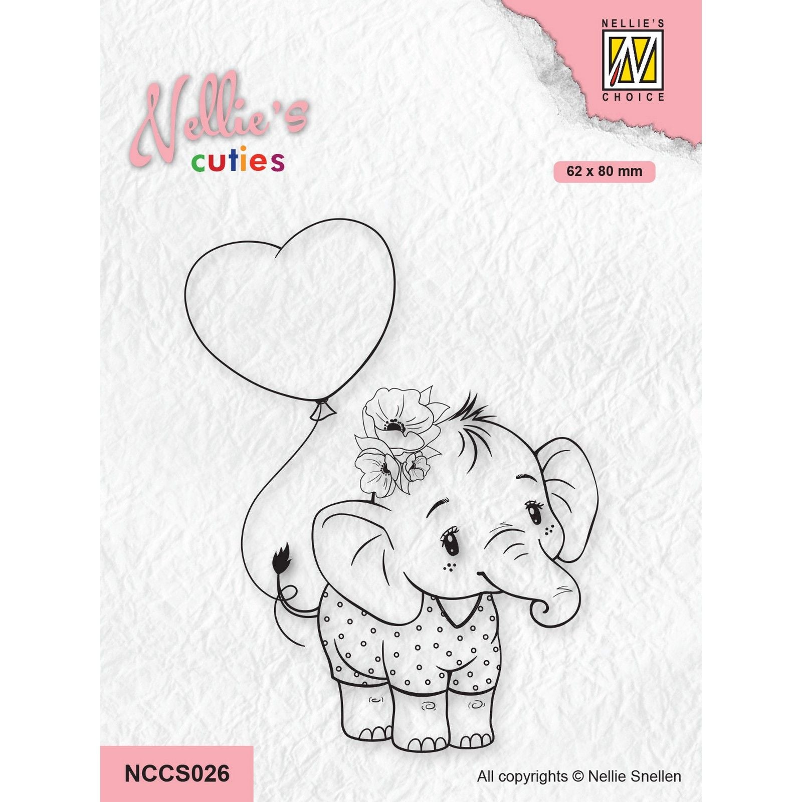 Le choix de Nellie • Nellie's Cuties tampons transparents éléphant avec ballon coeur