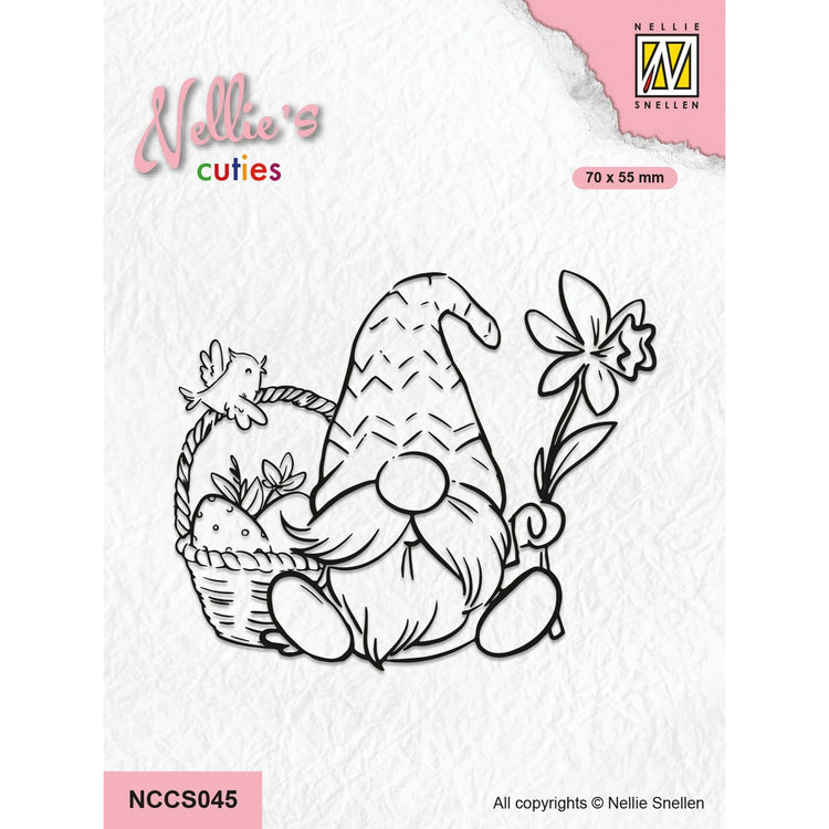 Le choix de Nellie • Gnome à tampon transparent Nellie's Cuties avec panier de Pâques
