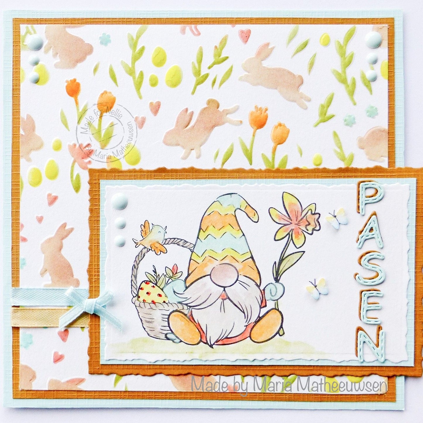 Le choix de Nellie • Gnome à tampon transparent Nellie's Cuties avec panier de Pâques