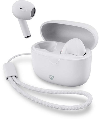 Écouteurs Nedis entièrement sans fil | Bluetooth® | Autonomie maximale de la batterie : 16 heures | contrôle tactile | étui de chargement | étui de chargement sans fil | microphone intégré | blanc - hpbt2400wt