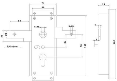 Nemef 1846 2 serrure de garage | pièce60mm | boîtier de serrure acier galvanisé 59x159mm | tiges horizontales | pas élastique | Connexion 5,8 mm | fonction jour et nuit | docteur 1+2+3+4 - 9184602010