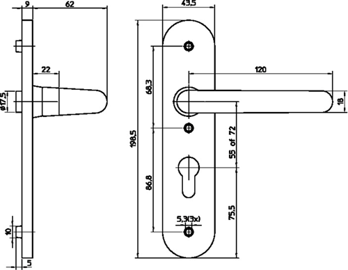 Nemef 3253 s raccord bouclier court arrondi | d tabouret-tabouret | kit de montage | pennée | maneton 8mm | f1 aluminium | ke55-ke55 - 9325319550
