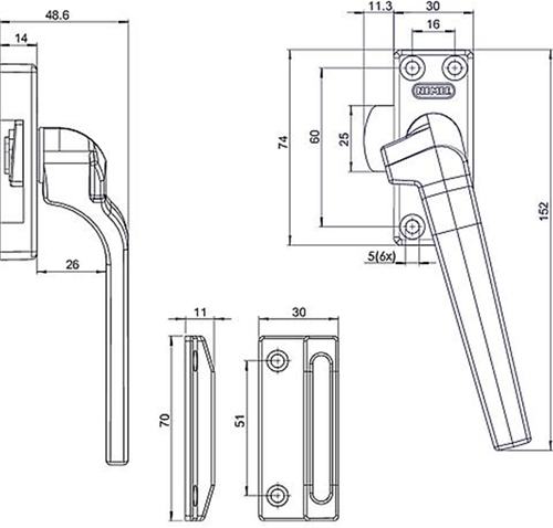 Nemef 38pk ls serrure de fenêtre | came pour position entrouverte | gauche - 9003804462