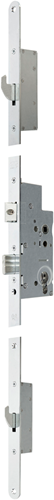 Serrure de sécurité multipoint Nemef 5060 | à manivelle | skg*** | dm55mm | pc72mm | plaque frontale en acier galvanisé 24x1700mm arrondie | Dr 1+3 2+4 - a000326383