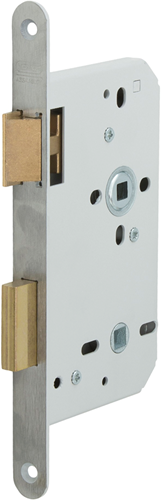 Nemef 644 serrure de porte de salle de bain | dm60mm | WC72mm | trou de manivelle 8mm | plaque frontale en acier peint 20x235mm arrondie | Loquet et pêne dormant en laiton | docteur 2+4 - 9064404672