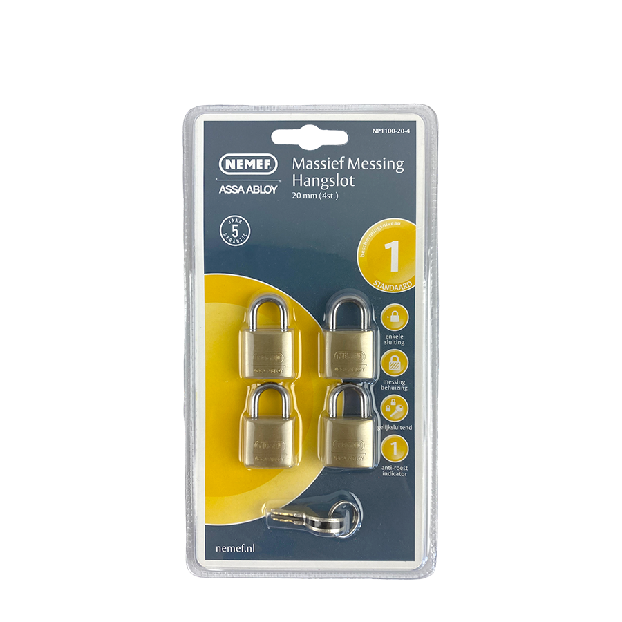 Cadenas Nemef en laiton massif 20mm 4 pièces