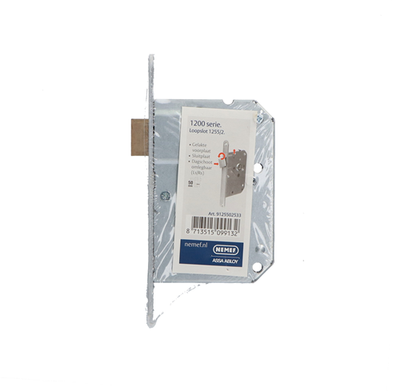 Serrure à barillet Nemef_yale 1255 | dm50mm | trou de manivelle 8mm | plaque frontale en acier peint 20x174mm arrondie | loquet en laiton | Dr 1+3 2+4 - 9125502533