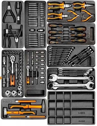 Desserte à outils Neo 7 tiroirs métal, remplie 129 pièces - 6480470