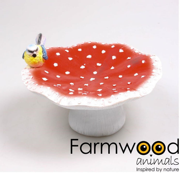 Champignon de bain d'oiseaux animaux de ferme avec oiseau ø23x14cm