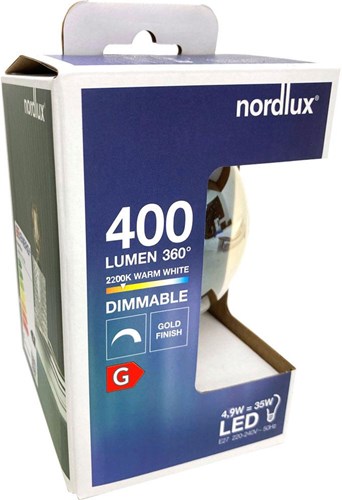 Nordlux Globe LED G125 E27 4,9-35W 2200K Filament Spirale Or Intensité Variable - 2760150