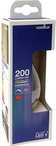 Nordlux Bougie à pointe LED E14 3-21W 2200K filament spirale or dimmable - 2760020