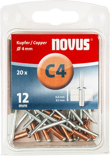 Rivet aveugle Novus c4 x 12mm, cuivre | 20 pièces - 045-0040 045-0040