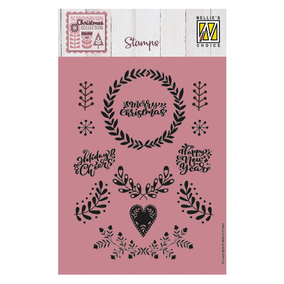 Le choix de Nellie • tampons transparents Couronne de Noël 13pcs.