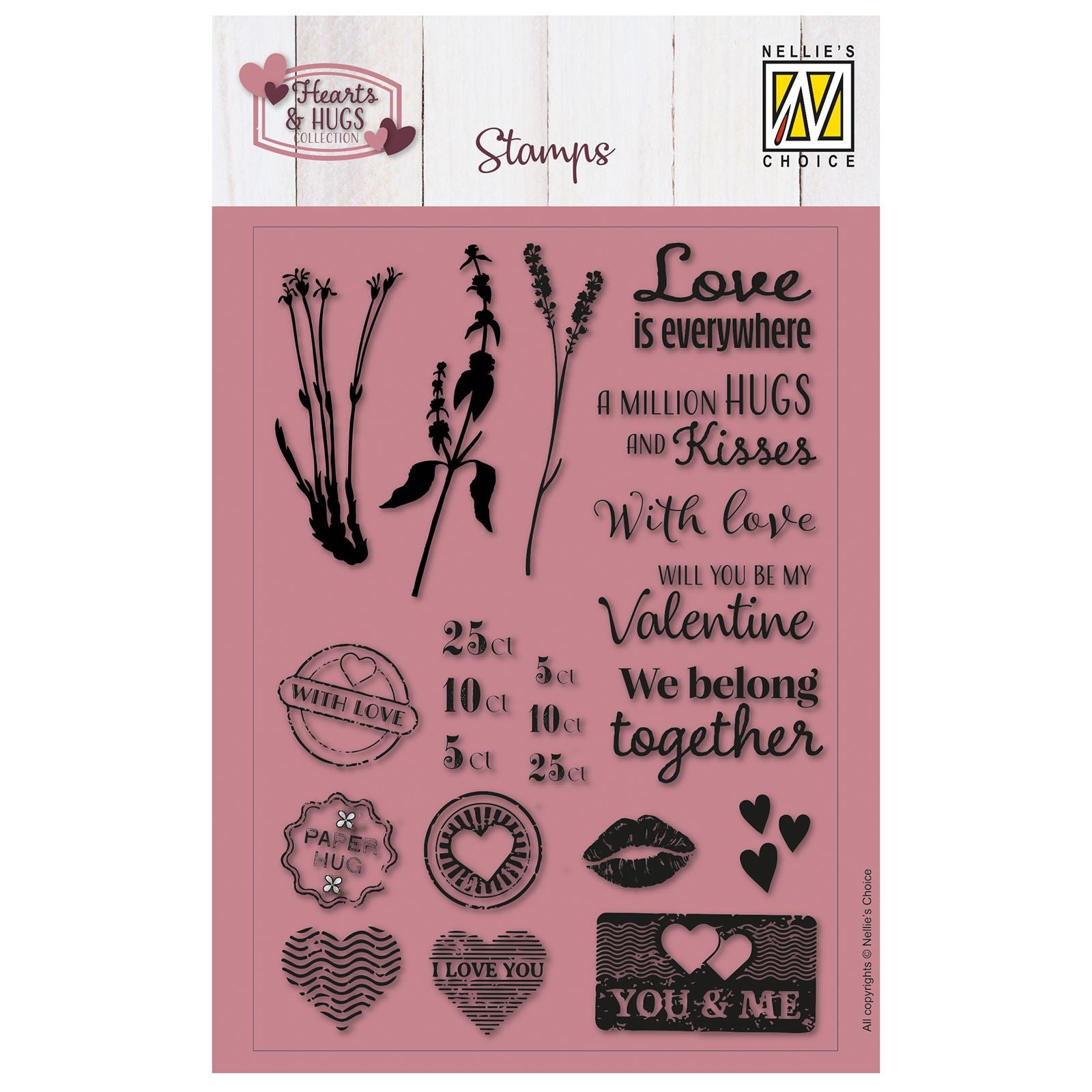 Le choix de Nellie • tampons transparents L'amour est partout 22pcs.