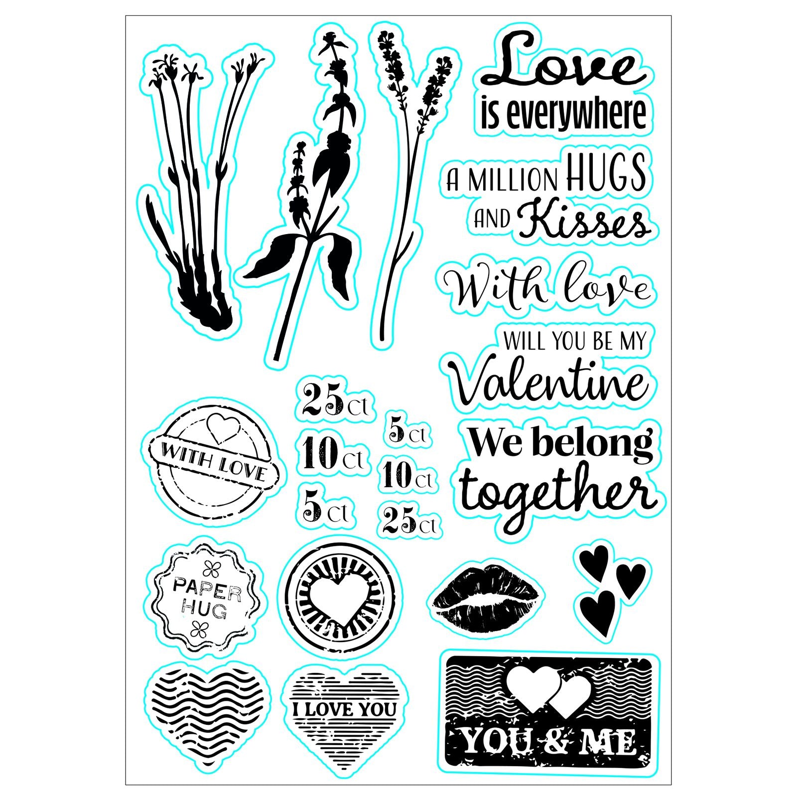 Le choix de Nellie • tampons transparents L'amour est partout 22pcs.