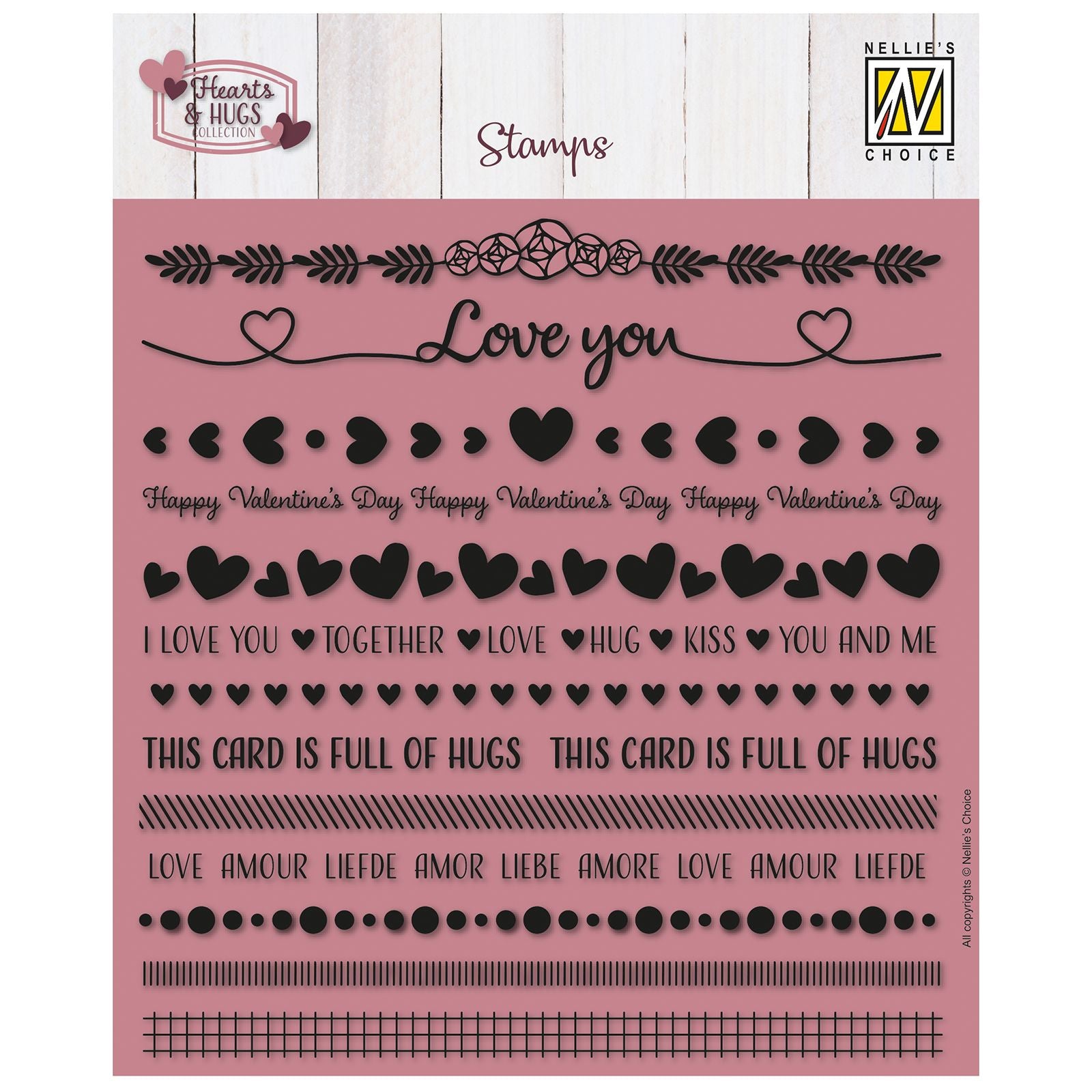 Le choix de Nellie • Bandes de tampons transparentes Love Câlins 13pcs.