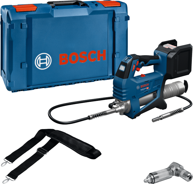 Pistolet graisseur sans fil Bosch bleu gfp 18v-10 | solo en xl-boxx | y compris Attelage 90 et bandoulière | sans batterie ni chargeur - 06019n6001