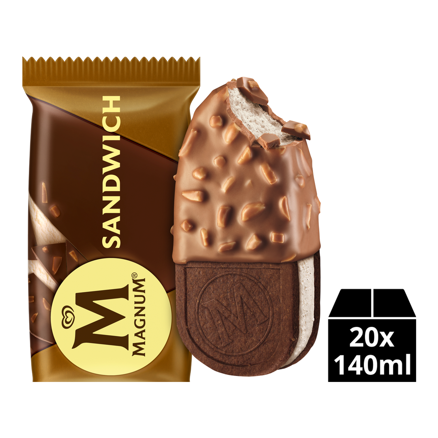 Ola glace à la main magnum sandwich amande (20x 140ml)