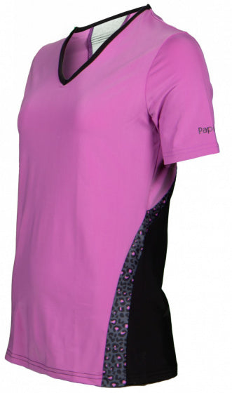Chemise sportive papillon dames polyester elastane rose noir mt l