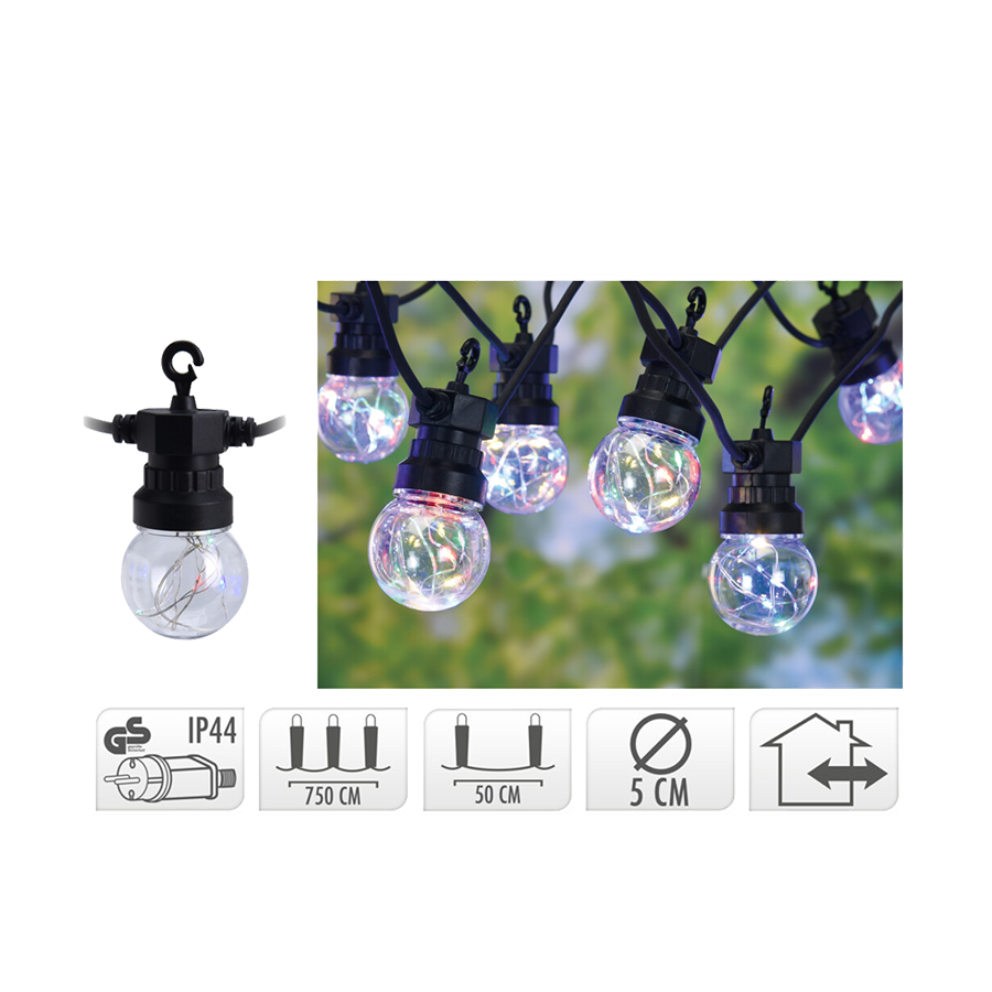 Ty par lumières éclairage LED 50 LED multicolores 750cm