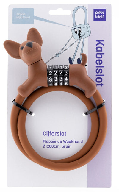 Pexkids figurine câble antivol marron Flappie le chien de garde silicone