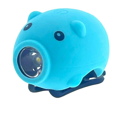 Pexkids klaxon de vélo cochon avec lampe LED USB bleu