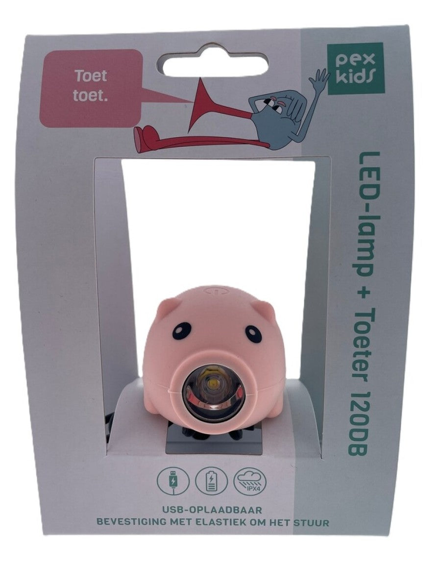 Pexkids Lampe LED cochon avec corne, rechargeable par USB, rose